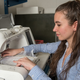 OSU’s Asimina Kiourti demonstrates her precision embroidery technique.